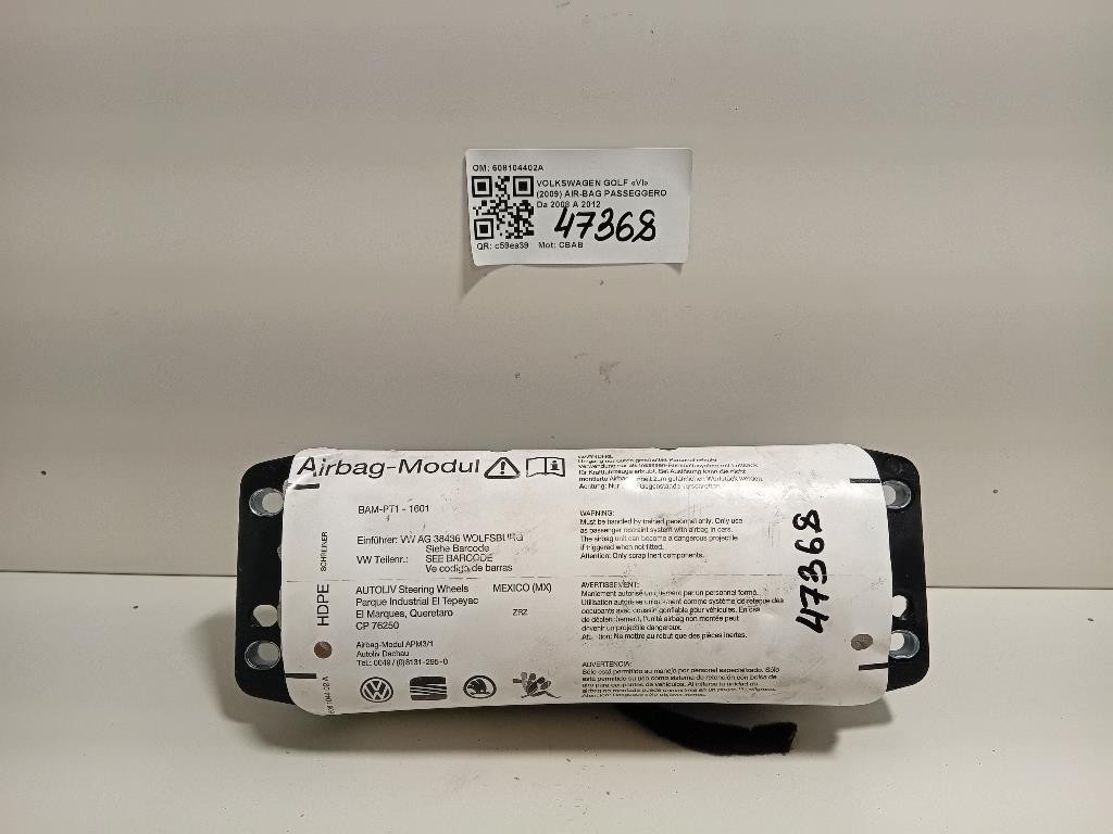 Air-bag Passeggero 608104402A Volkswagen GOLF VI 2009