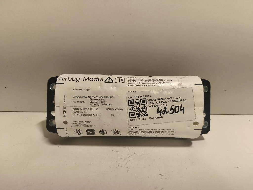 Air-bag Passeggero 1K0 880 204 L Volkswagen GOLF VI 2009