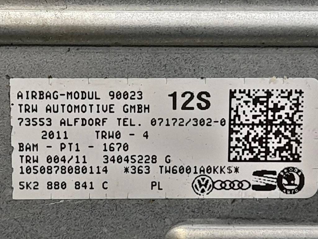 Air-bag Passeggero 34034011E Volkswagen GOLF VI 2009