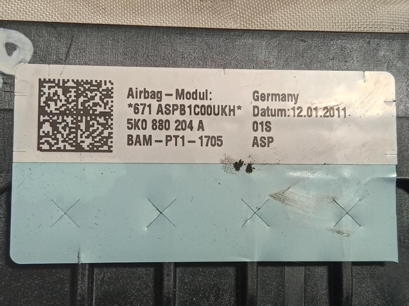 Air-bag Passeggero 5K0 880 204 A Volkswagen GOLF VI 2009