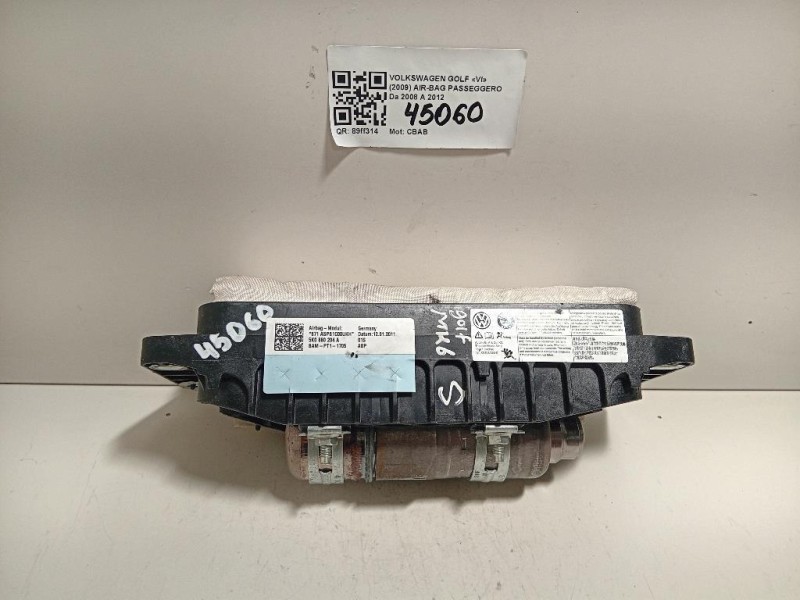 Air-bag Passeggero 5K0 880 204 A Volkswagen GOLF VI 2009