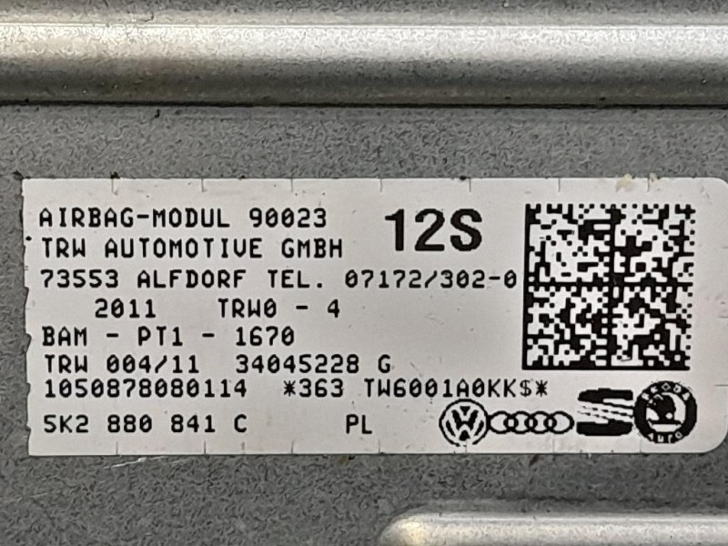 Air-bag Passeggero 34034011E Volkswagen GOLF VI 2009