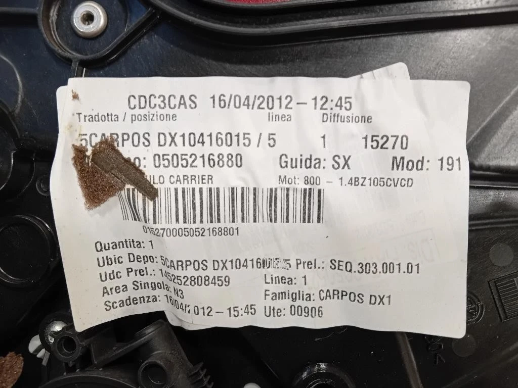 Porta POST DX 50509298 Alfa Romeo Giulietta 2010