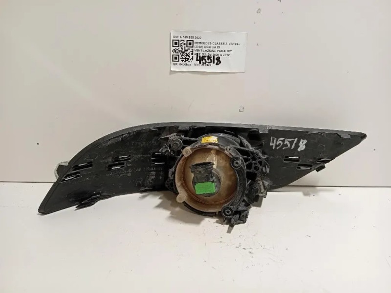 Cornice Griglia DI Ventilazione Paraurti ANT DX A 169 885 3022 Mercedes Classe B W245 2009