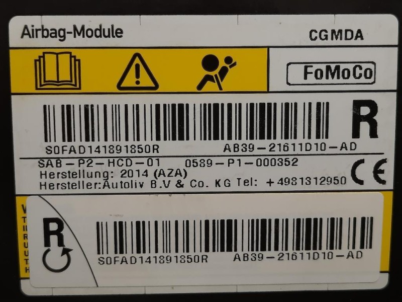 Air-bag Sedile ANT DX AB39-21611D110-AD Ford Ranger IV 2012
