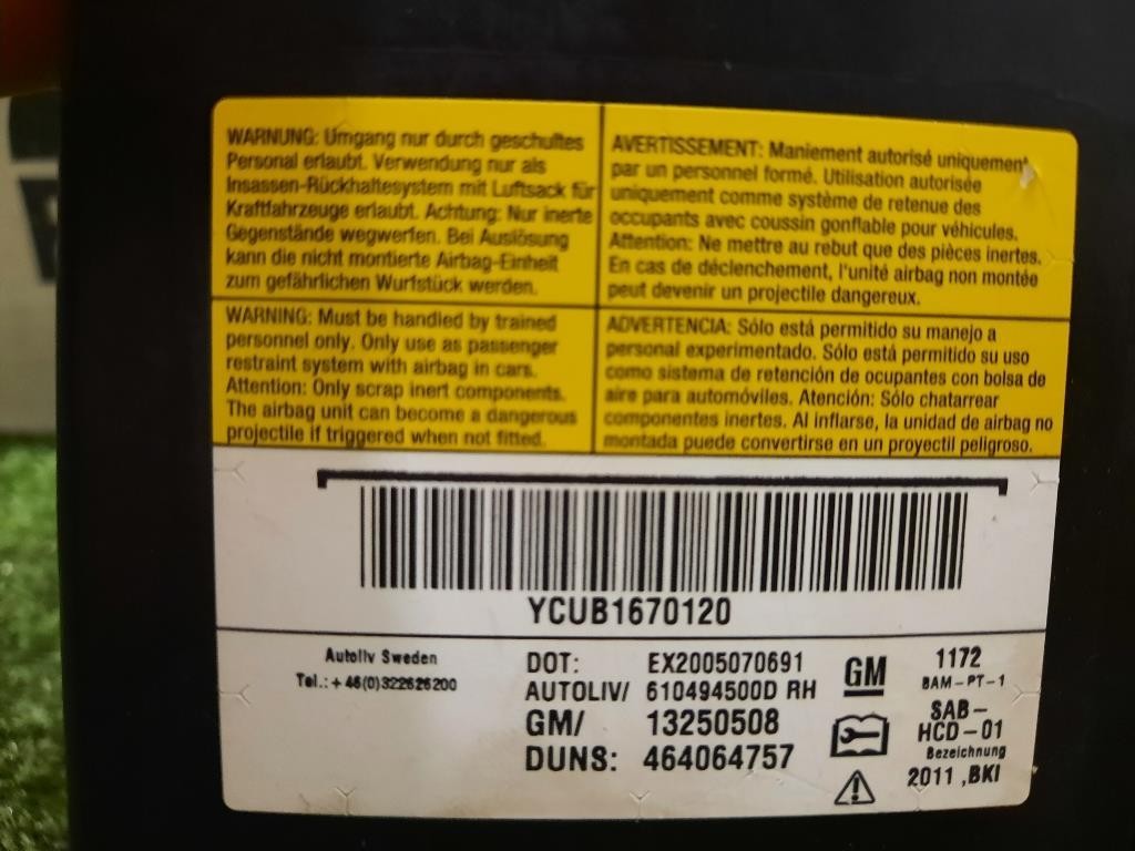 Air-bag Sedile ANT DX 13250508 Opel Meriva B 2010