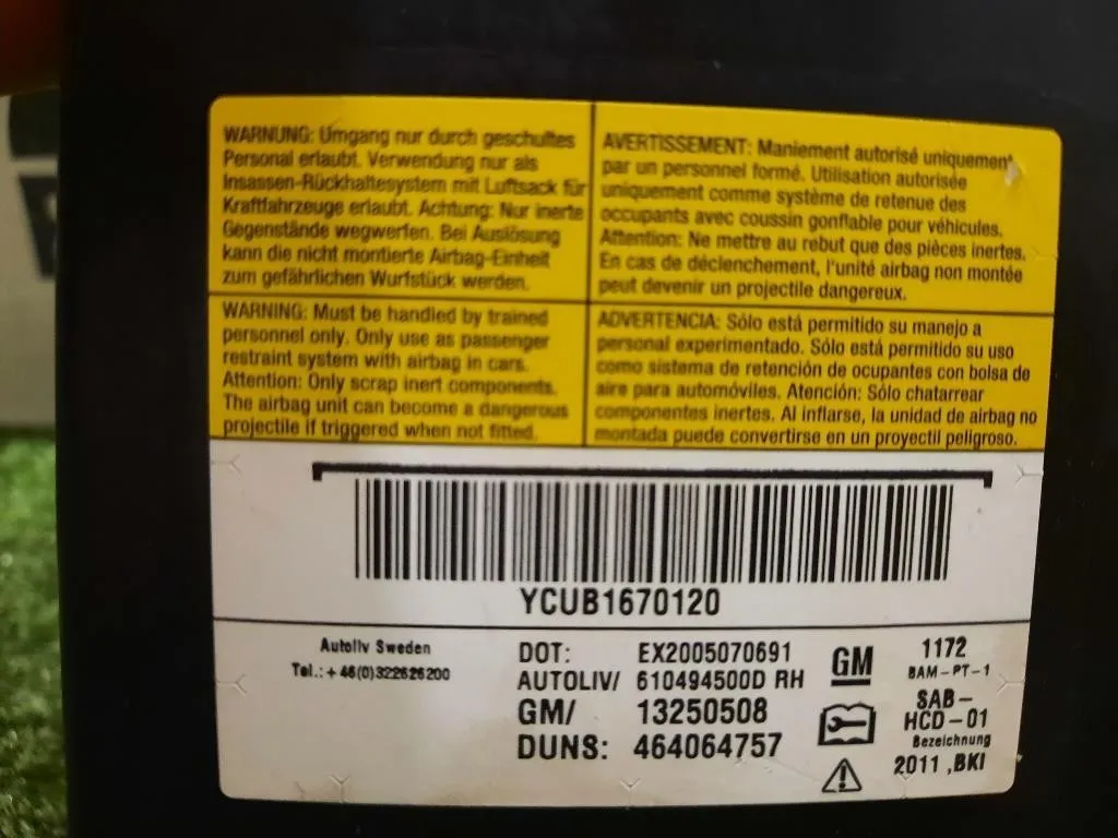 Air-bag Sedile ANT DX 13250508 Opel Meriva B 2010