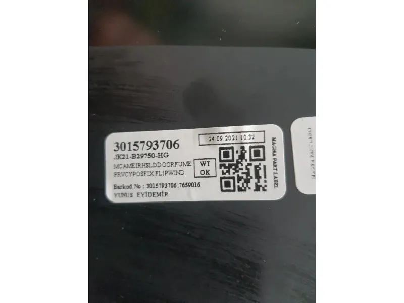 Cristallo Porta Scorrevole POST DX 2581622 JK21 B29750 H Ford Transit Custom I 2013