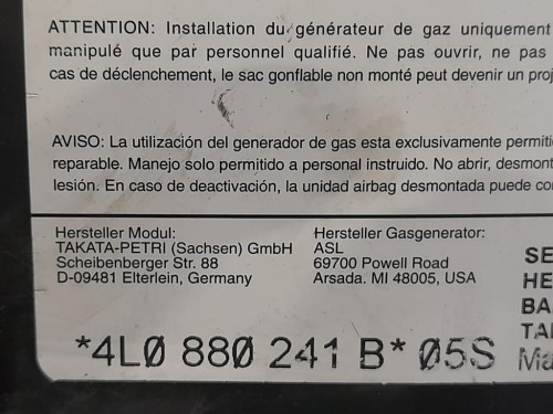 Air-bag Sedile ANT SX 000L0207269 Alfa Romeo Giulietta 2010