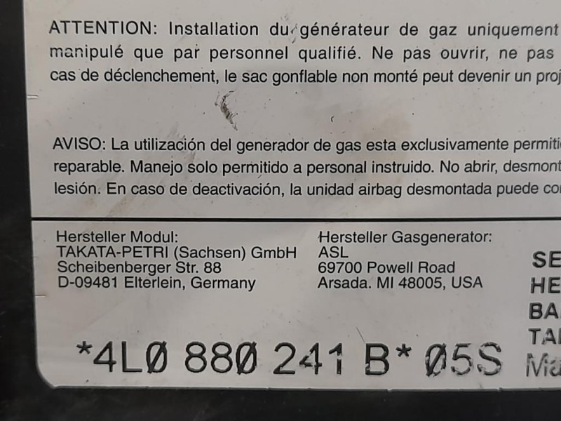 Air-bag Sedile ANT SX 4L0880241B Audi Q7 4LB 2009