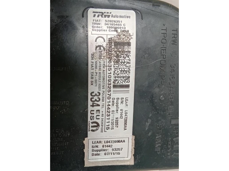 Air-bag Sedile ANT SX 34165486 Fiat 500X 2015