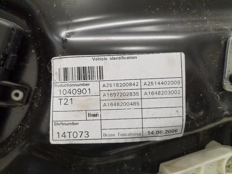 Motorino Alzacristallo Porta ANT DX A2518200842 Mercedes Classe R W251 2006