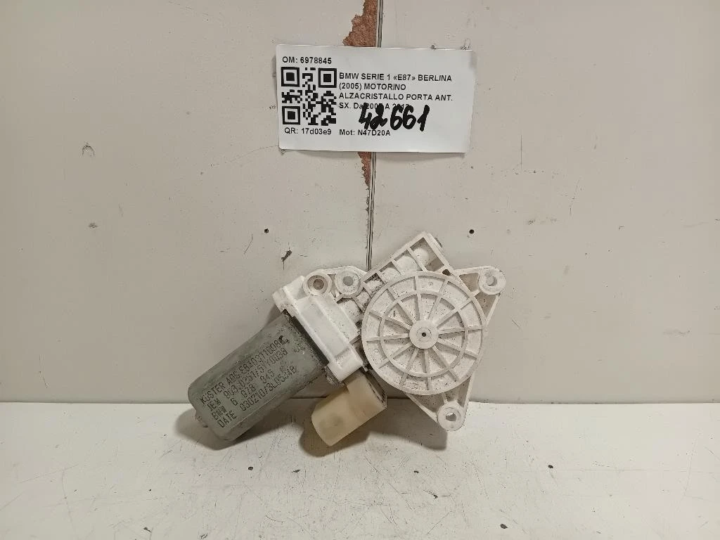 Motorino Alzacristallo Porta ANT SX 6978845 Bmw Serie 1 E87 Berlina 2005