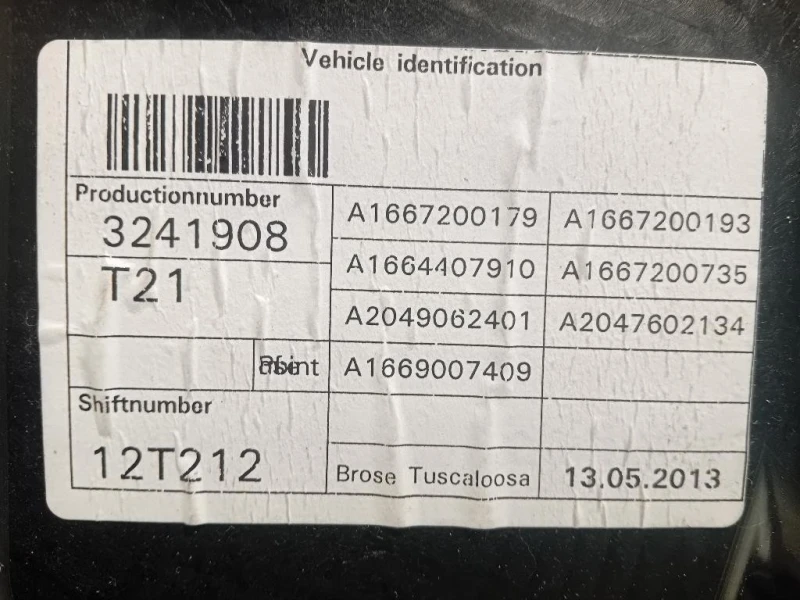 Motorino Alzacristallo Porta ANT SX A1669060201 Mercedes Classe ML W166 2012