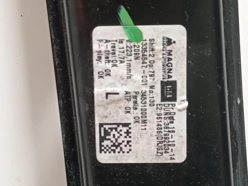 Motorino Alzacristallo Porta ANT SX 13354547-001 Opel Meriva B 2014