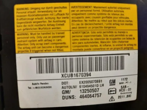Air-bag Sedile ANT SX 13250507 Opel Meriva B 2010