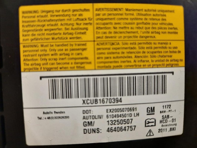 Air-bag Sedile ANT SX 13250507 Opel Meriva B 2010