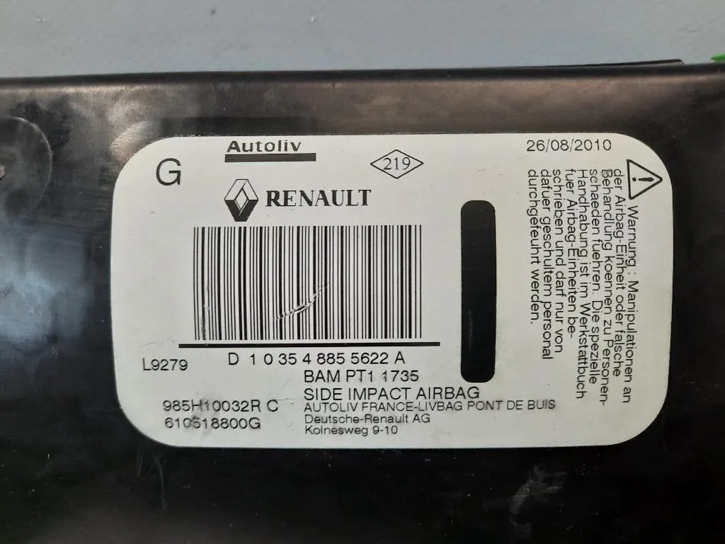Air-bag Sedile ANT SX 985H10032R Renault Mégane III SW 2009