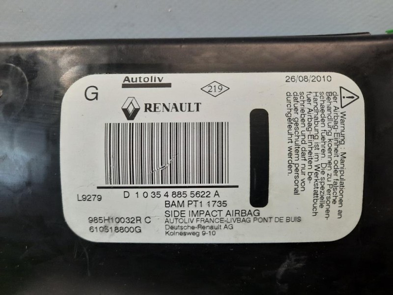 Air-bag Sedile ANT SX 985H10032R Renault Mégane III SW 2009