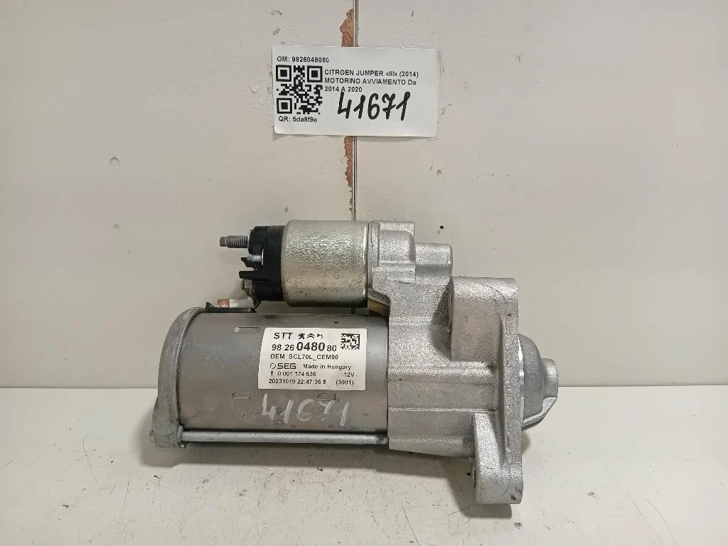 Motorino Avviamento 9826048080 Citroen Jumper III 2014