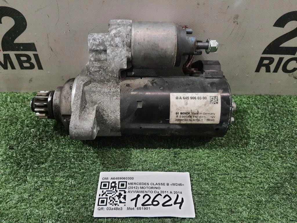 Motorino Avviamento A6459060300 Mercedes Classe B W246 2012