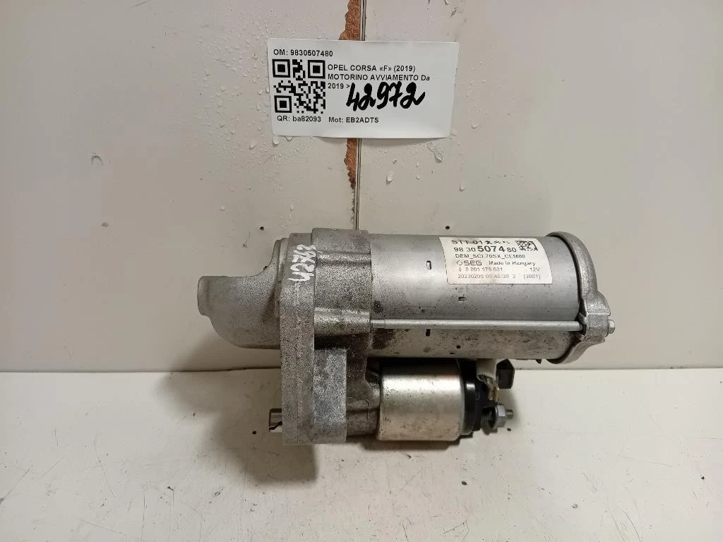 Motorino Avviamento 9830507480 Opel Corsa F 2019