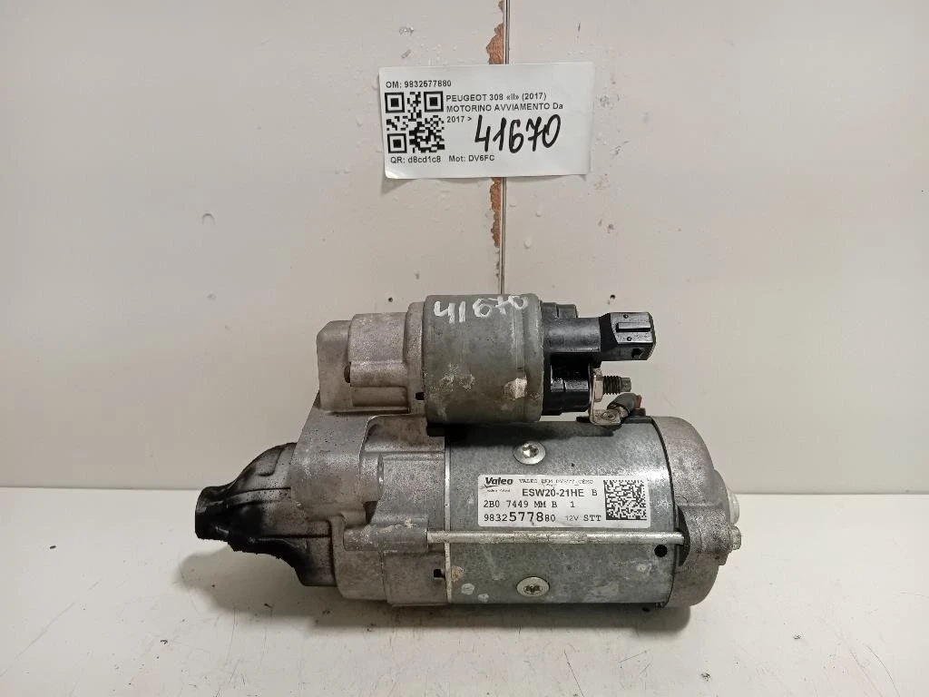 Motorino Avviamento 9832577880 Peugeot 308 II 2017