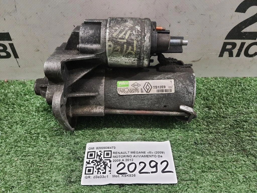 Motorino Avviamento 8200836473 Renault Mégane III 2009