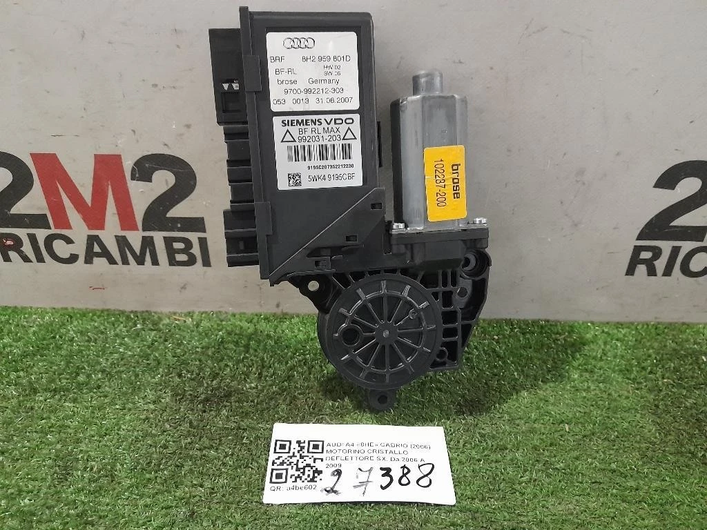 Motorino Cristallo Deflettore SX Audi A4 8HE Cabrio 2006
