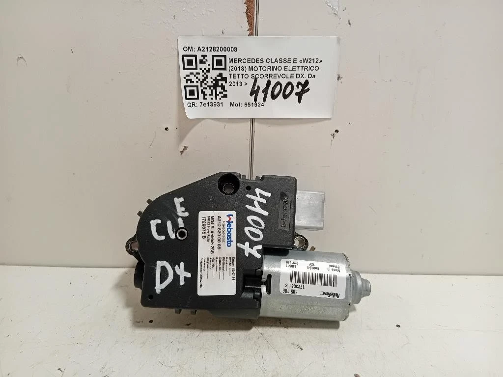 Motorino Elettrico Tetto Scorrevole DX A2128200008 Mercedes Classe E W212 2013