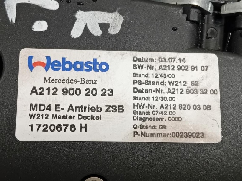 Motorino Elettrico Tetto Scorrevole SX A2129002023 Mercedes Classe E W212 2013