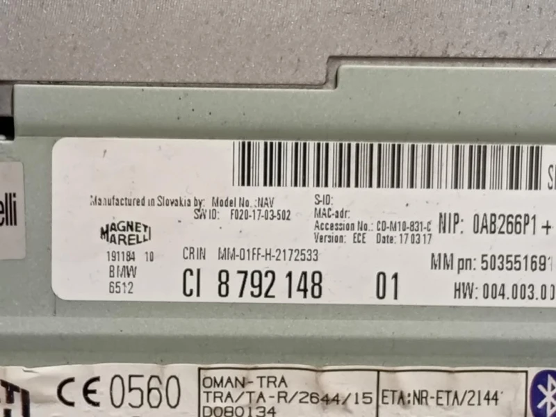 Navigatore Satellitare 8792148 Bmw Serie 1 F20 Berlina 2015