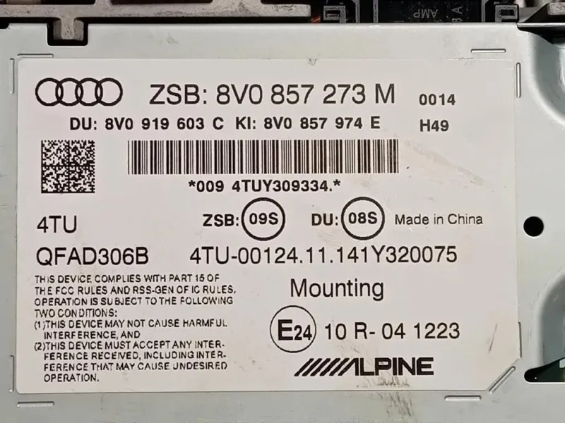 Display DI Navigazione 8V0 857 273 Audi A3 8VA Sportback 2012