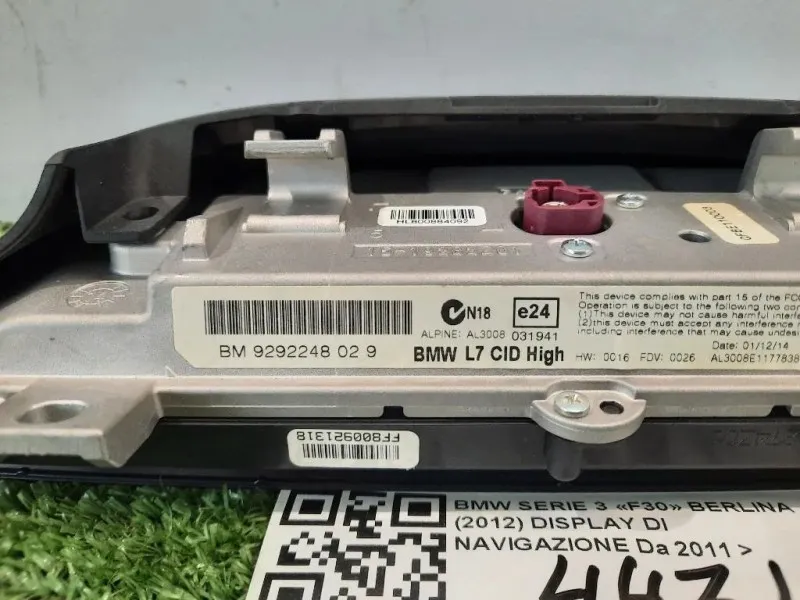 Display DI Navigazione 65509292248 Bmw Serie 3 F30 Berlina 2012