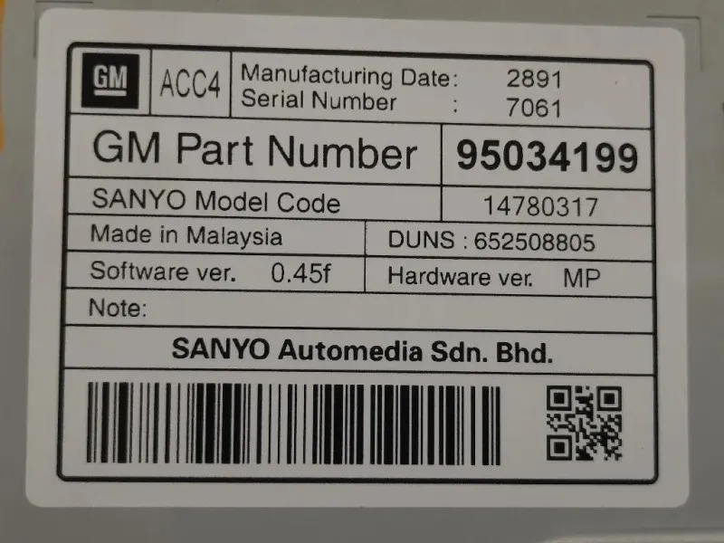 Display DI Navigazione 95034199 Chevrolet Orlando 2011