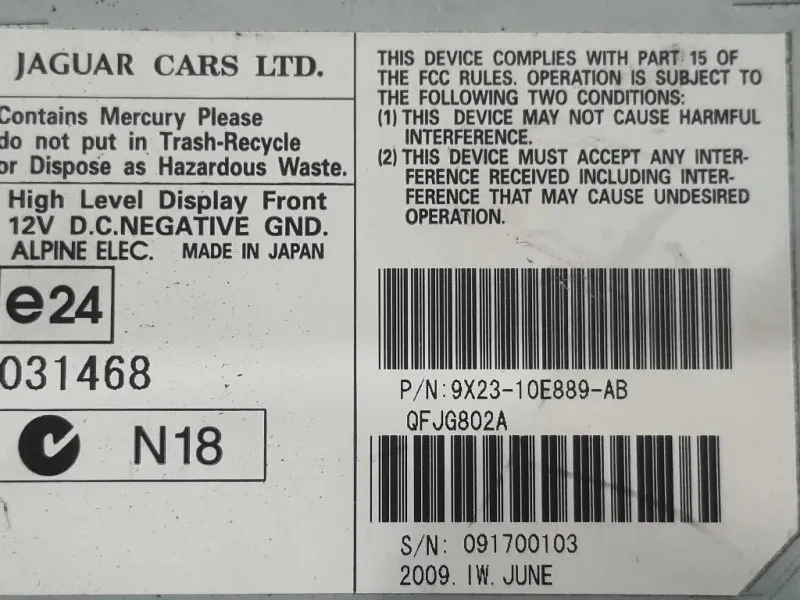Display DI Navigazione 9X23-10E889-AD Jaguar XF I 2008