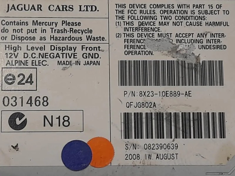 Display DI Navigazione 8X23-10E889-AE Jaguar XF I 2008