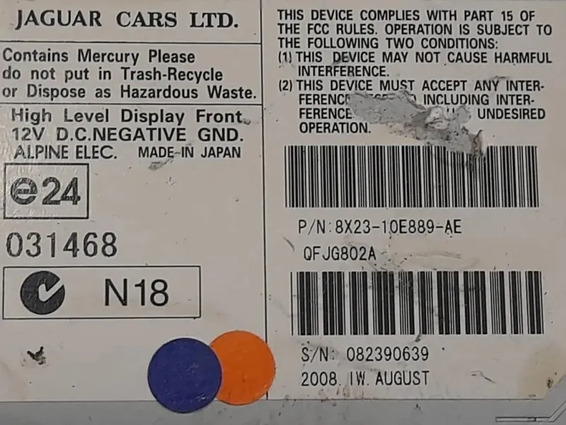 Display DI Navigazione 8X23-10E889-AE Jaguar XF I 2008