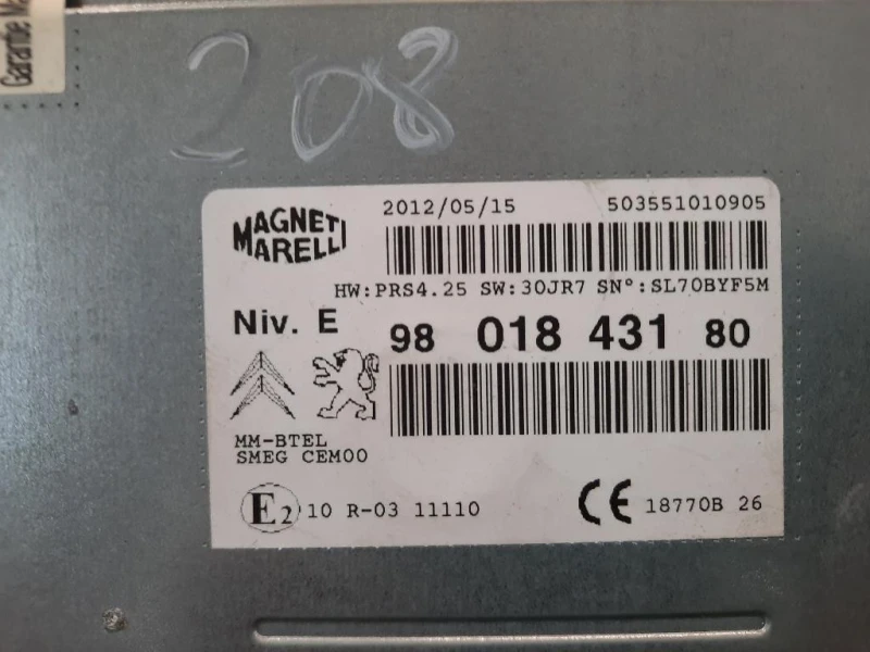 Navigatore Satellitare 9801843180 MODULO Peugeot 208 I 2012