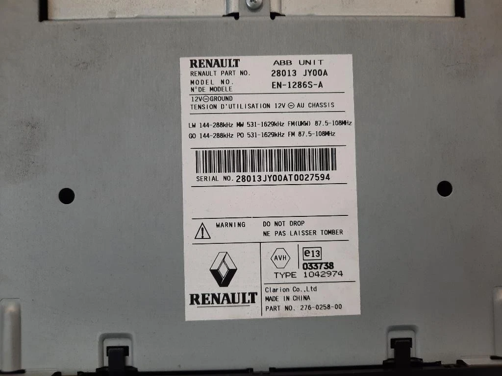 Navigatore Satellitare 28013JY00A MODULO Renault Koleos I 2008