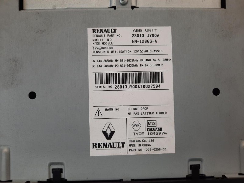 Navigatore Satellitare 28013JY00A MODULO Renault Koleos I 2008