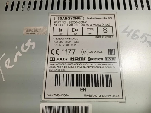 Navigatore Satellitare 89200-35040 Ssangyong Tivoli 2015