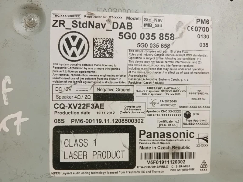 Navigatore Satellitare 5G0 035 858 5G0035858 Volkswagen GOLF VII 2013