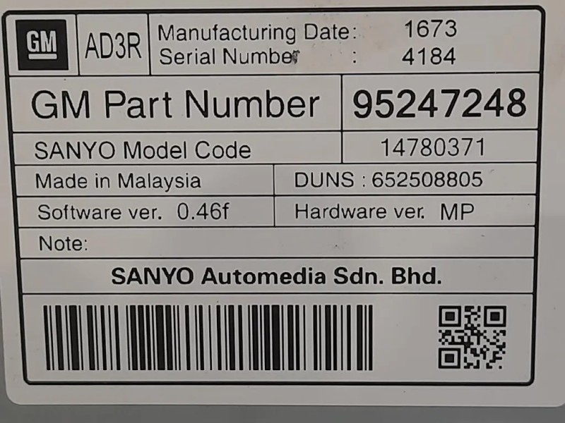 Display DI Navigazione 95247248 Opel Astra J 2010