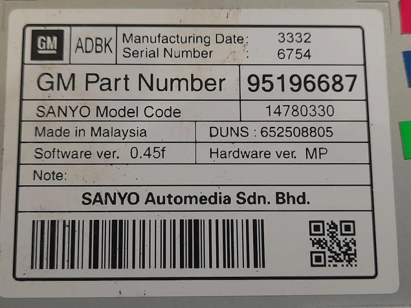 Display DI Navigazione 95196687 Opel Astra J 2010