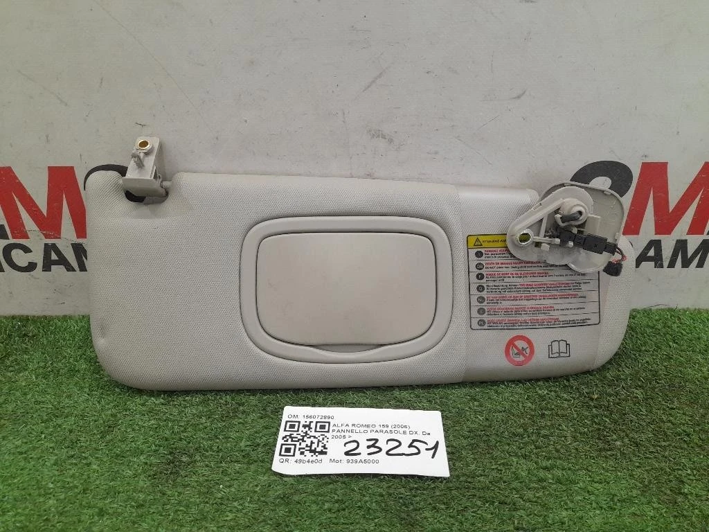 Pannello Parasole DX 156072890 Alfa Romeo 159 2006