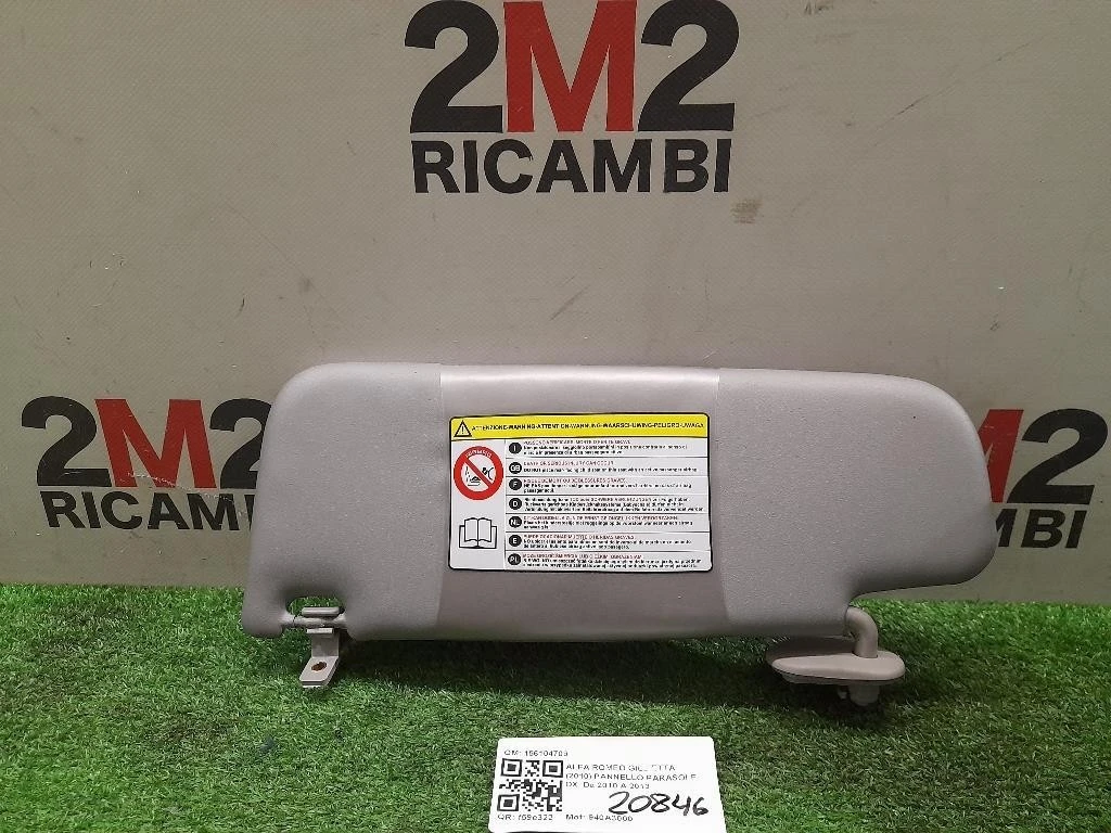 Pannello Parasole DX 156104709 Alfa Romeo Giulietta 2010