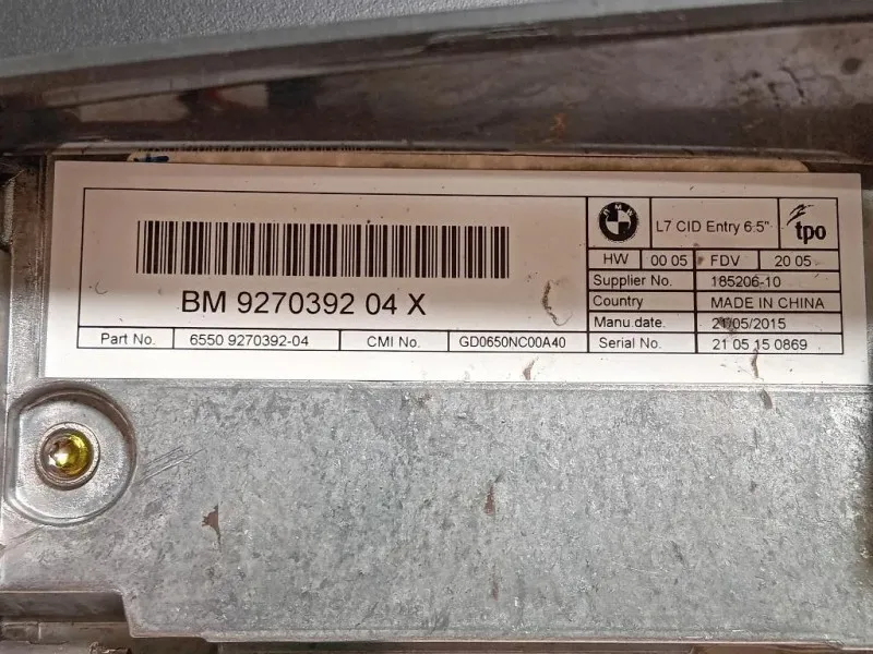 Display Multimediale 9270392 04 Bmw Serie 1 F20 Berlina 2012