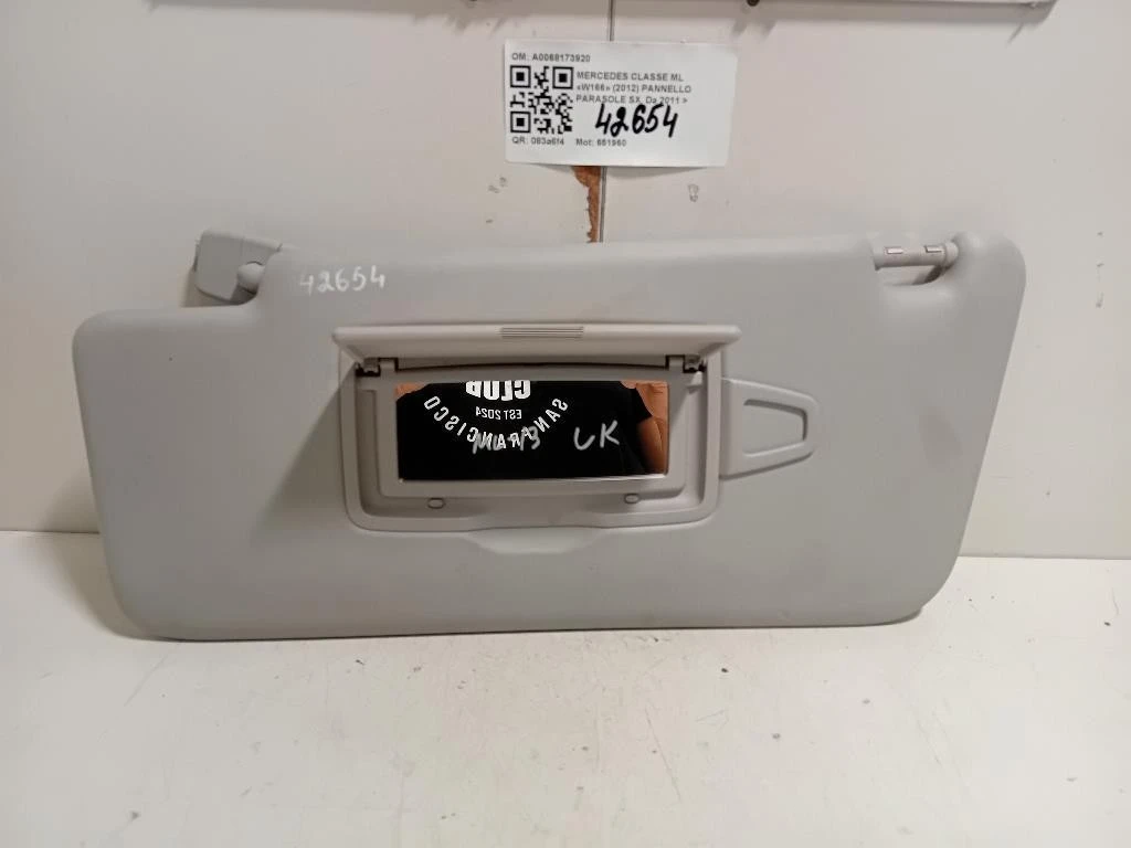Pannello Parasole SX A0068173920 Mercedes Classe ML W166 2012