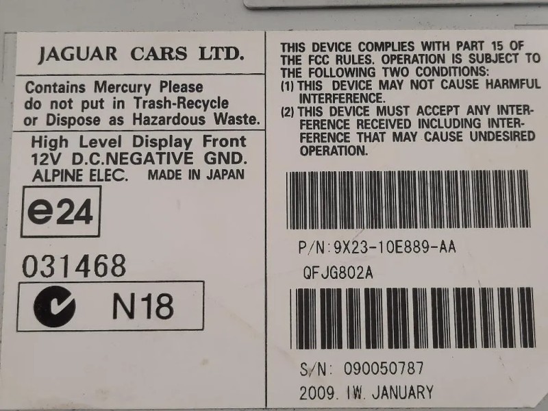 Display Multimediale 9X23-10E889-A Jaguar XF I 2008